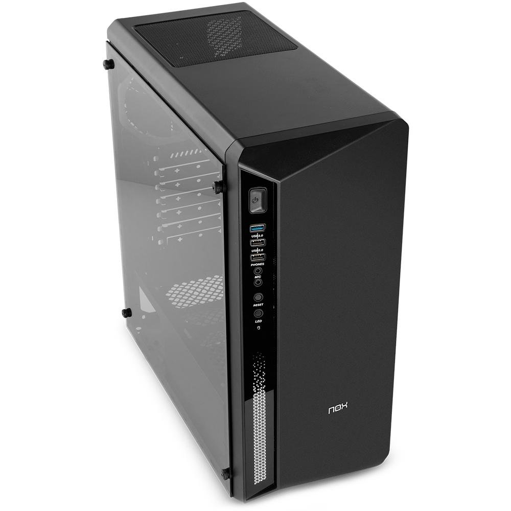 Imagem 6 de 17 do produto Gabinete NOX Infinity Atom, Mid Tower, Lateral em Vidro Temperado, 1 FAN RGB, USB 3.0, Preto - NXINFINTYATOM