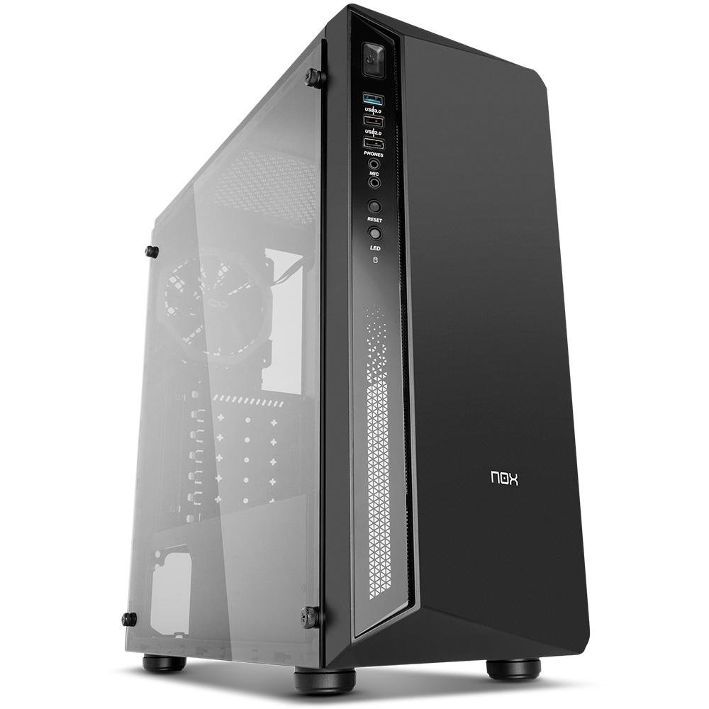 Imagem 4 de 17 do produto Gabinete NOX Infinity Atom, Mid Tower, Lateral em Vidro Temperado, 1 FAN RGB, USB 3.0, Preto - NXINFINTYATOM