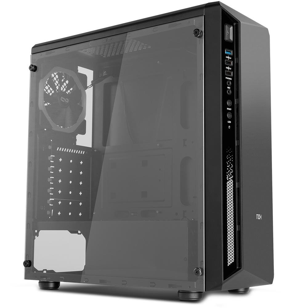 Imagem 5 de 17 do produto Gabinete NOX Infinity Atom, Mid Tower, Lateral em Vidro Temperado, 1 FAN RGB, USB 3.0, Preto - NXINFINTYATOM