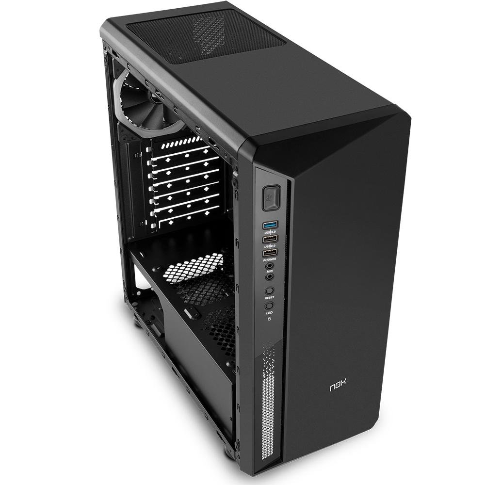 Imagem 8 de 17 do produto Gabinete NOX Infinity Atom, Mid Tower, Lateral em Vidro Temperado, 1 FAN RGB, USB 3.0, Preto - NXINFINTYATOM