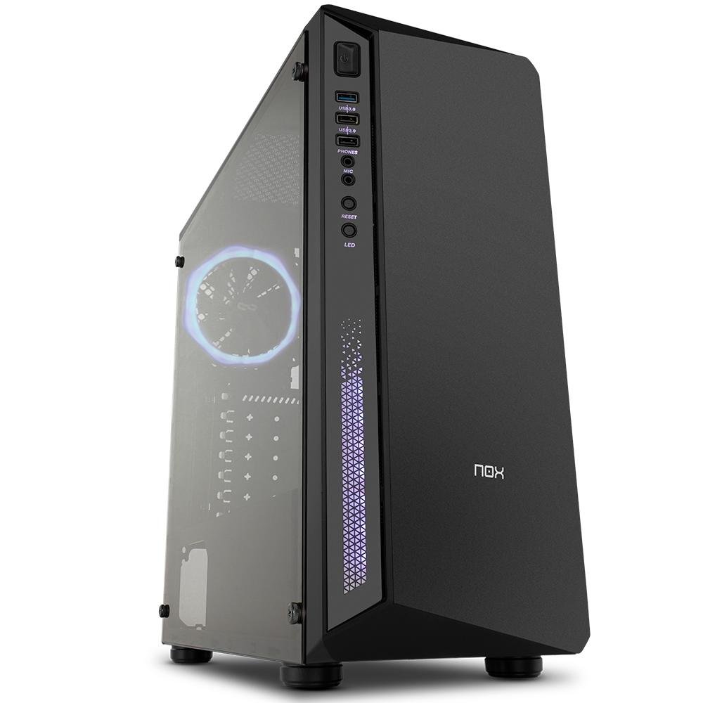 Imagem 3 de 17 do produto Gabinete NOX Infinity Atom, Mid Tower, Lateral em Vidro Temperado, 1 FAN RGB, USB 3.0, Preto - NXINFINTYATOM