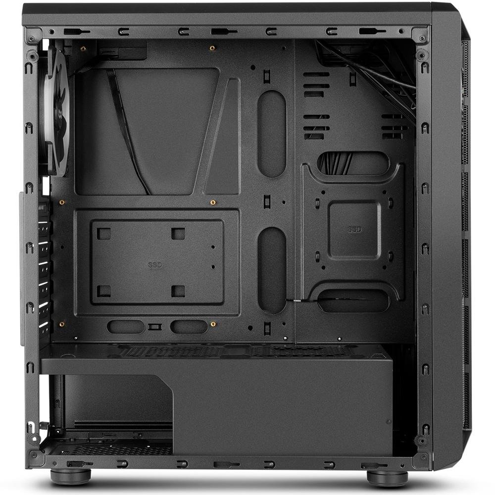 Imagem 13 de 17 do produto Gabinete NOX Infinity Atom, Mid Tower, Lateral em Vidro Temperado, 1 FAN RGB, USB 3.0, Preto - NXINFINTYATOM