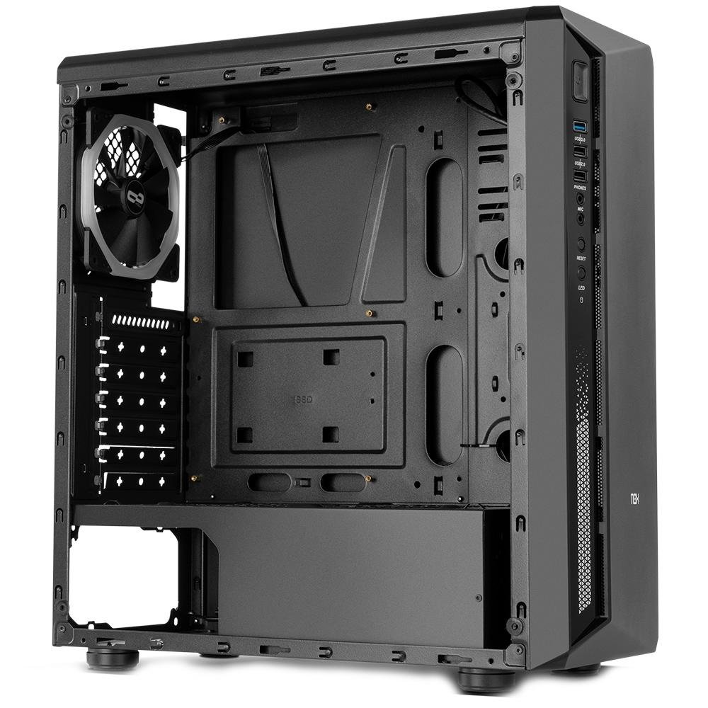 Imagem 16 de 17 do produto Gabinete NOX Infinity Atom, Mid Tower, Lateral em Vidro Temperado, 1 FAN RGB, USB 3.0, Preto - NXINFINTYATOM