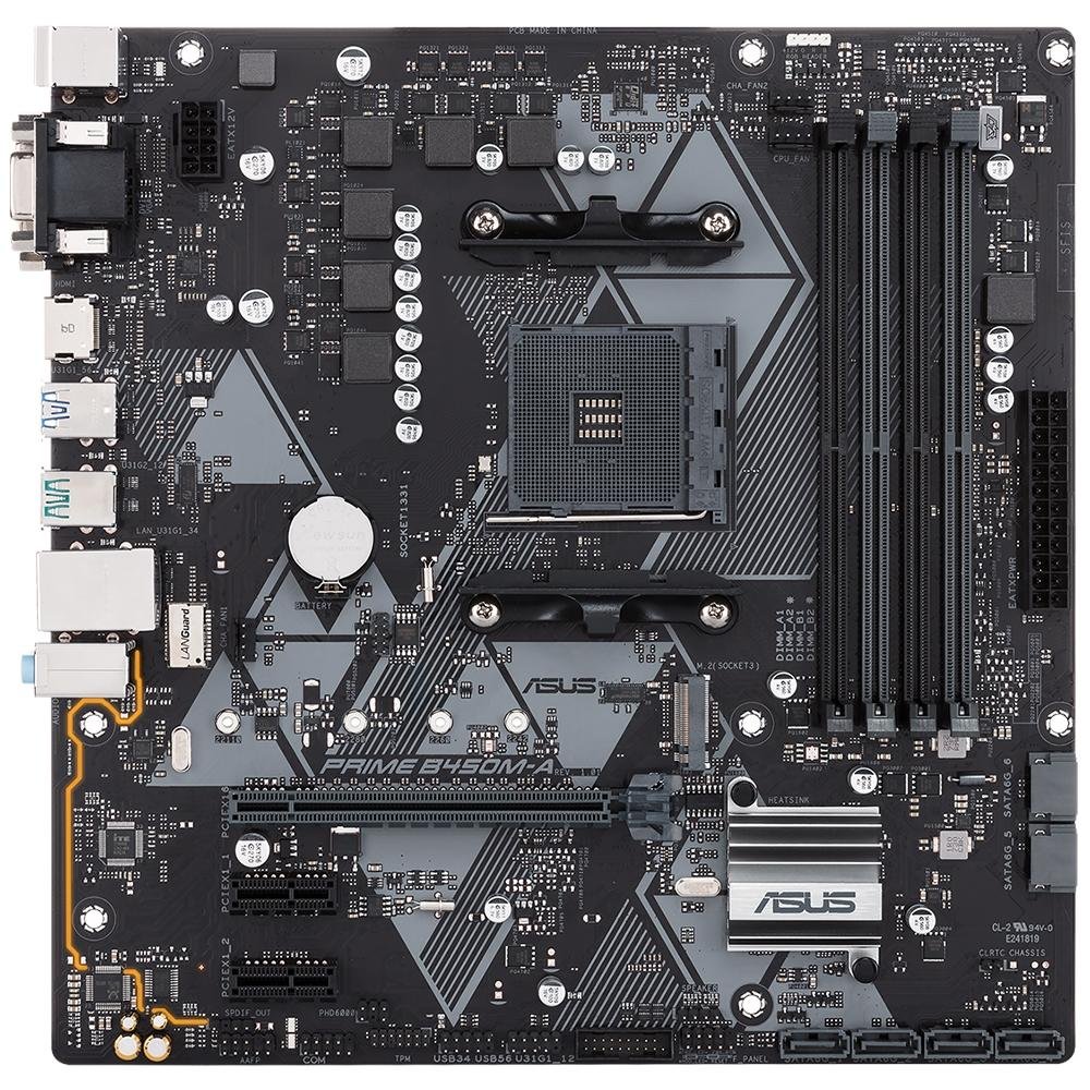 Imagem 3 de 10 do produto Placa-Mãe ASUS Prime B450M-A, AMD AM4, mATX, DDR4, Preto