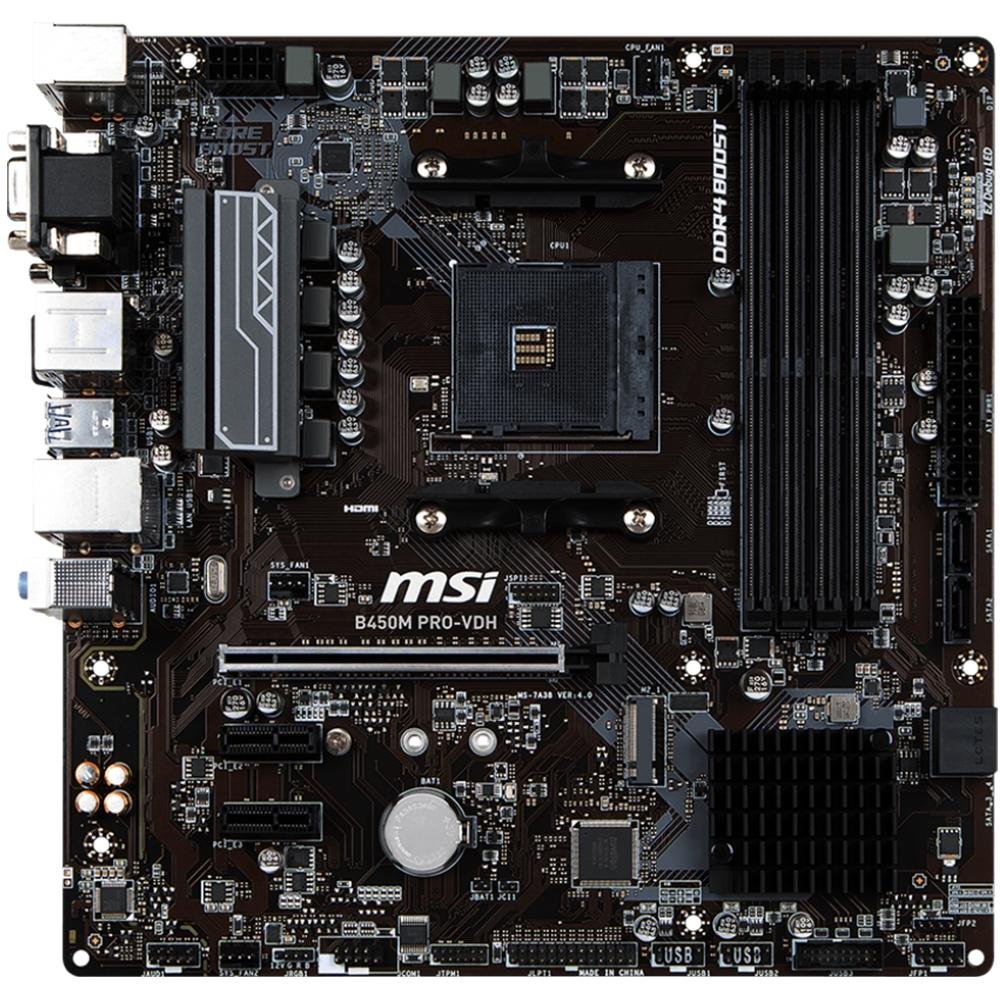 Imagem 2 de 5 do produto Placa-Mãe MSI B450M Pro-VDH, AMD AM4, mATX, DDR4