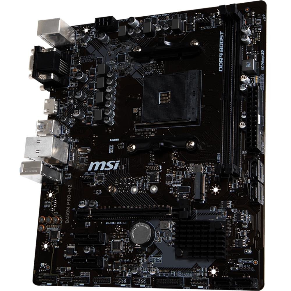 Imagem 3 de 5 do produto Placa-Mãe MSI B450M Pro-M2, AMD AM4, mATX, DDR4
