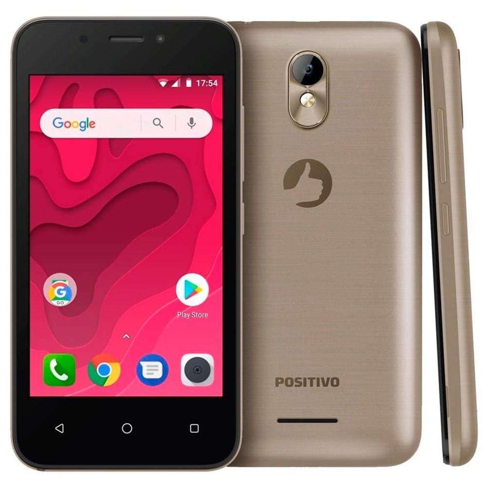 Smartphone Positivo Twist Mini S431, 8GB, 8MP, Tela 4´, Dourado | KaBuM!