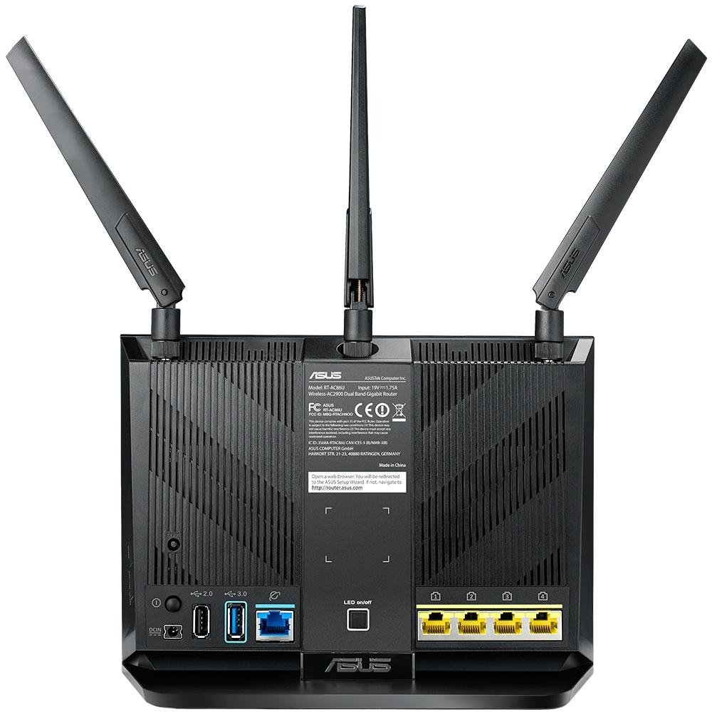Imagem 4 de 5 do produto Roteador Gamer Wireless ASUS RT-AC86U, AC2900Mbps, Dual band AiMesh, 3 Antenas, USB, 3G, 4G, DualCore, Rede Gigabit, AiRadar, Preto