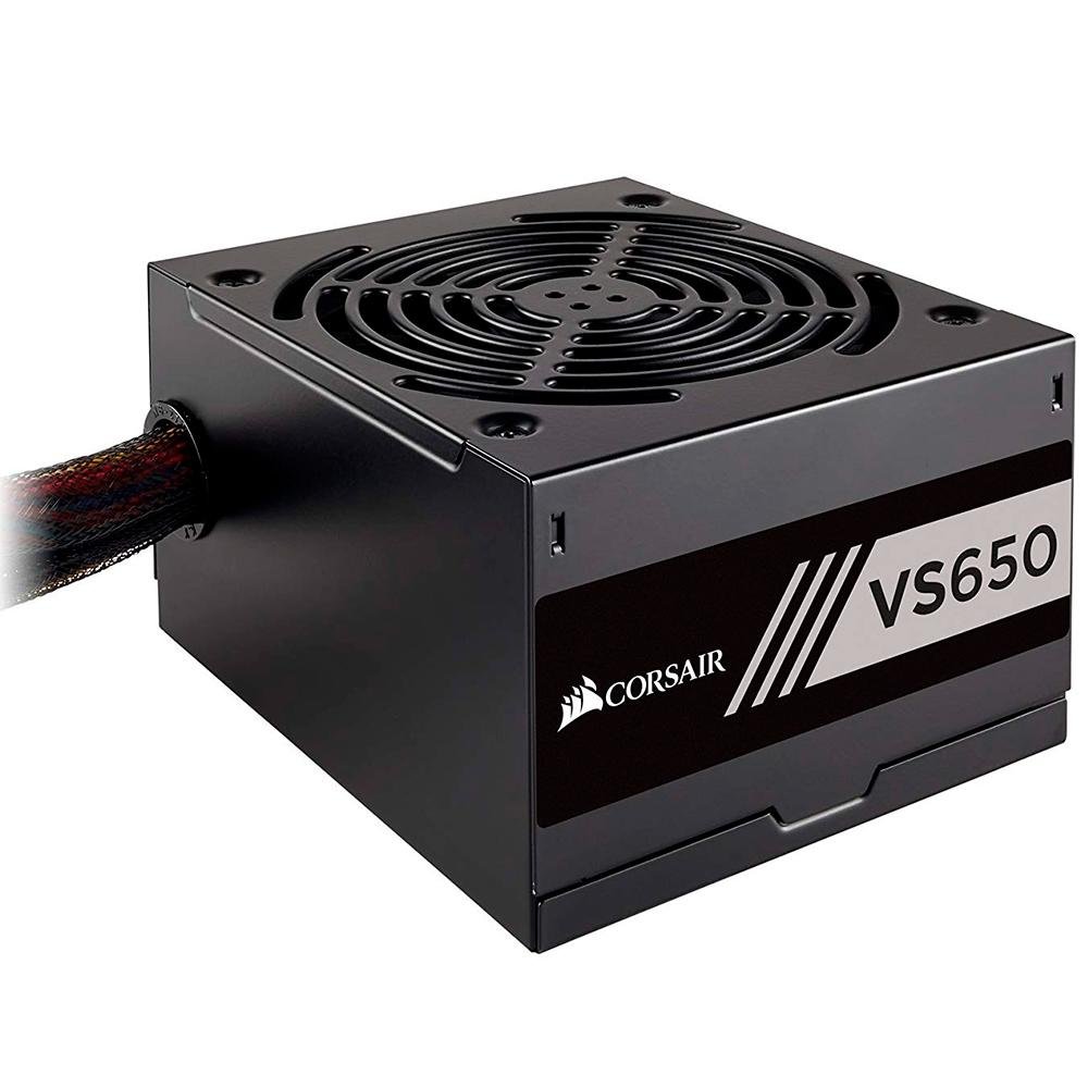 Fonte Corsair VS650, 650W, 80 Plus White, Sem Cabo, Preto - CP-9020172 Fonte Corsair VS650, 650W, 80 Plus White, Sem Cabo, Preto - CP-9020172