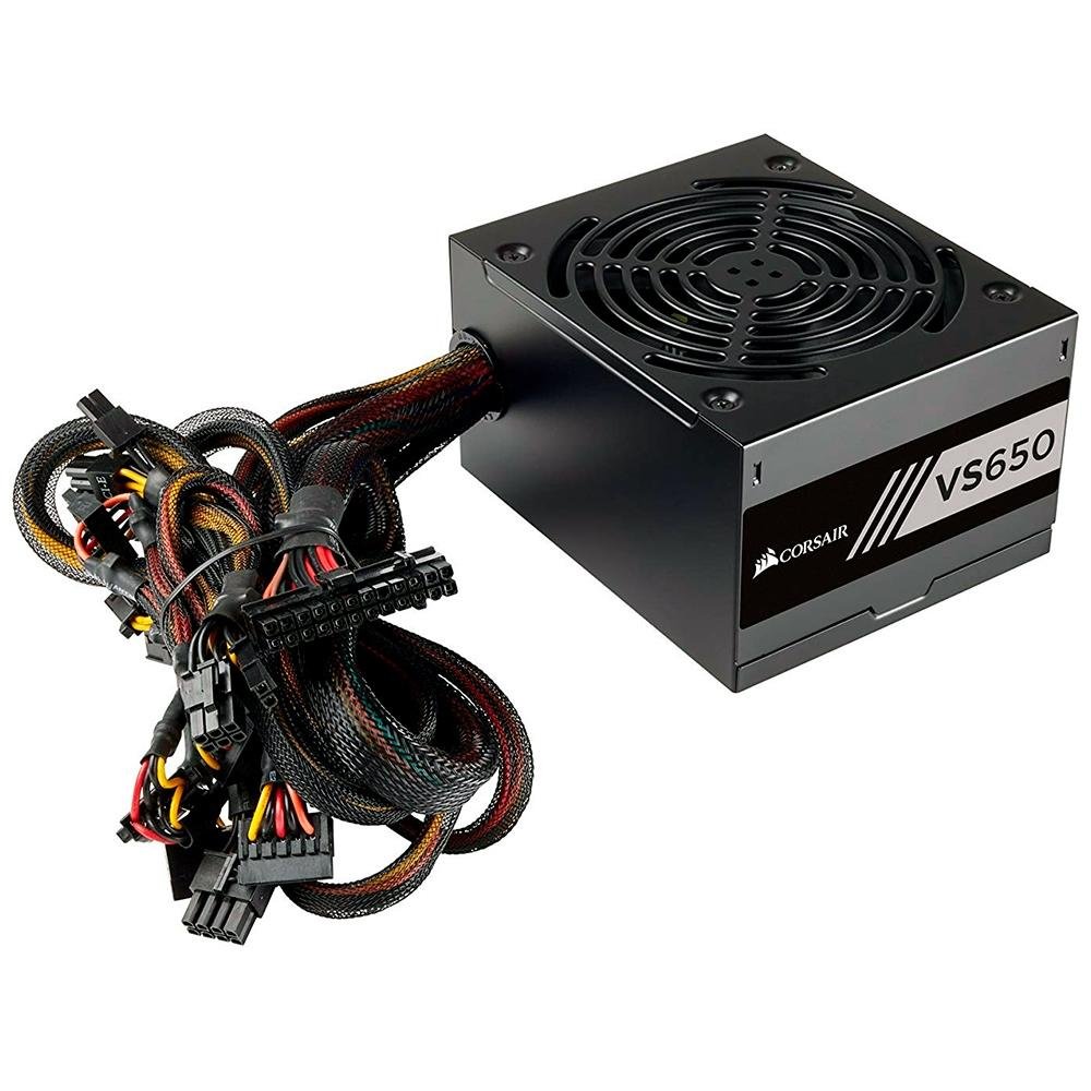 Fonte Corsair VS650, 650W, 80 Plus White, Sem Cabo, Preto - CP-9020172 Fonte Corsair VS650, 650W, 80 Plus White, Sem Cabo, Preto - CP-9020172