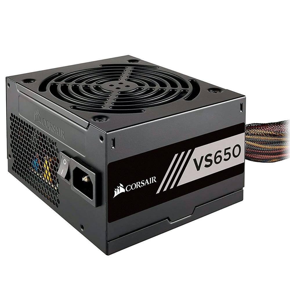 Fonte Corsair VS650, 650W, 80 Plus White, Sem Cabo, Preto - CP-9020172 Fonte Corsair VS650, 650W, 80 Plus White, Sem Cabo, Preto - CP-9020172