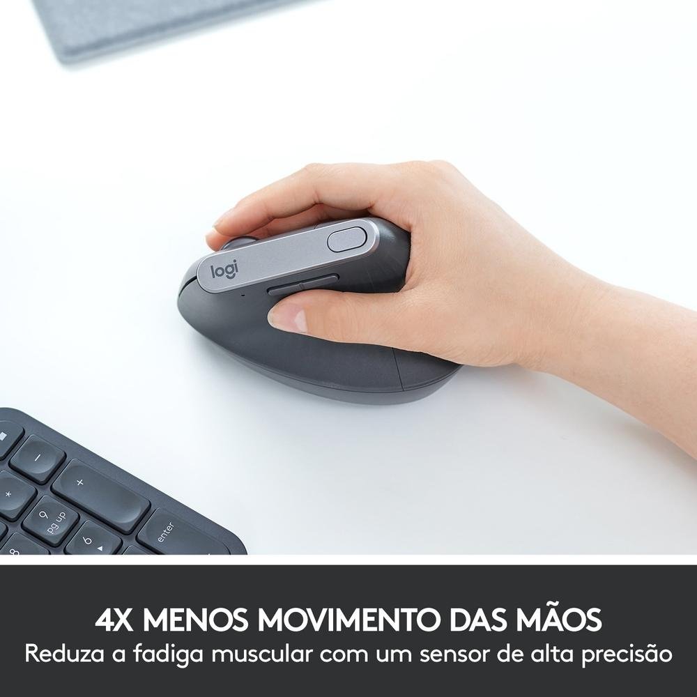 Mouse sem fio Logitech MX Vertical Design Ergonômico para Redução de Tensão Muscular, USB Unifying ou Bluetooth, Recarregável - 910-005449 - view 8