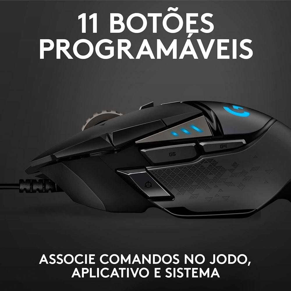 Mouse Gamer Logitech G502 HERO com RGB LIGHTSYNC, Ajustes de Peso, 11 Botões Programáveis, Sensor HERO 25K - 910-005550 - view 5