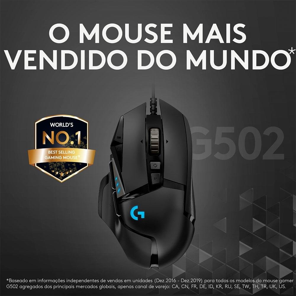 Mouse Gamer Logitech G502 HERO com RGB LIGHTSYNC, Ajustes de Peso, 11 Botões Programáveis, Sensor HERO 25K - 910-005550 - view 2