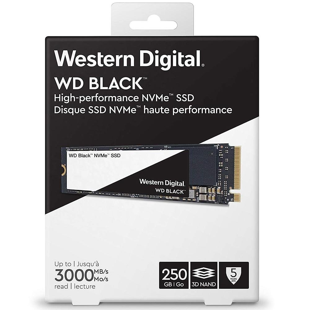 SSD WD Black, 250GB, M.2 NVMe, Leitura 3000MB/s, Gravação 1600/s - WDS250G2X0C SSD WD Black, 250GB, M.2 NVMe, Leitura 3000MB/s, Gravação 1600/s - WDS250G2X0C