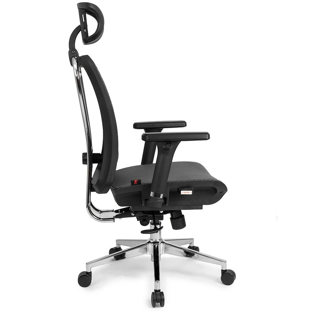 Cadeira de Escritório Ergonômica DT3 Moira, Até 150kg, Apoio de Cabeça e Braço 3D, Cilindro Classe 4, Preto - 11214-9 Cadeira de Escritório Ergonômica DT3 Moira, Até 150kg, Apoio de Cabeça e Braço 3D, Cilindro Classe 4, Preto - 11214-9