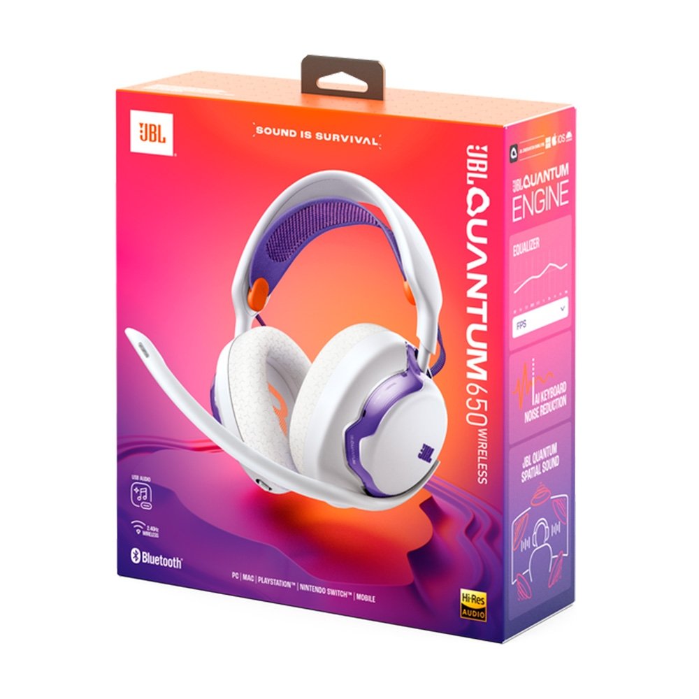 Headset Gamer Sem Fio JBL Quantum 650 Wireless, 2.4GHz, Setup White, Branco - JBLQTUM650WHT - view 7