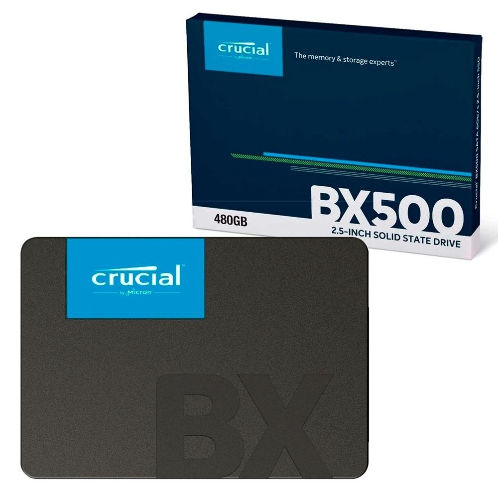 SSD Crucial BX500, SATA, 480GB, 2.5", Leitura: 540MB/s e Gravação: 500MB/s, Preto - CT480BX500SSD1 SSD Crucial BX500, SATA, 480GB, 2.5", Leitura: 540MB/s e Gravação: 500MB/s, Preto - CT480BX500SSD1