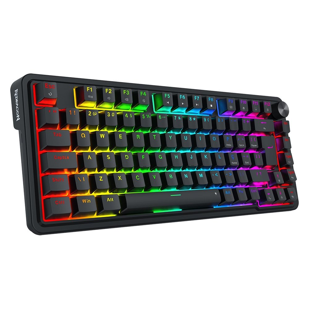 Teclado Magnético Gamer Redragon UCAL, RGB, Switch Magnético, Layout 75%, Hot-Swap, ABNT2, USB Tipo-C, Preto - K673RGB-M