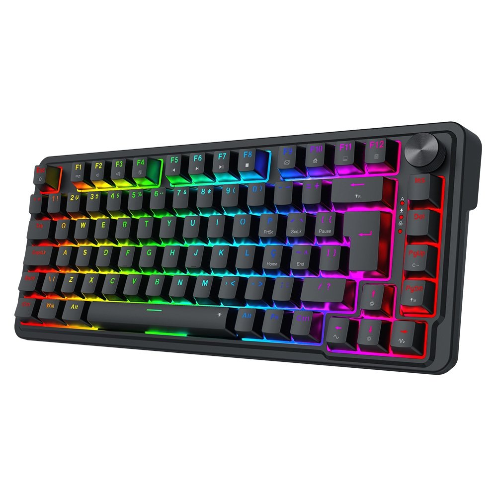 Teclado Magnético Gamer Redragon UCAL, RGB, Switch Magnético, Layout 75%, Hot-Swap, ABNT2, USB Tipo-C, Preto - K673RGB-M