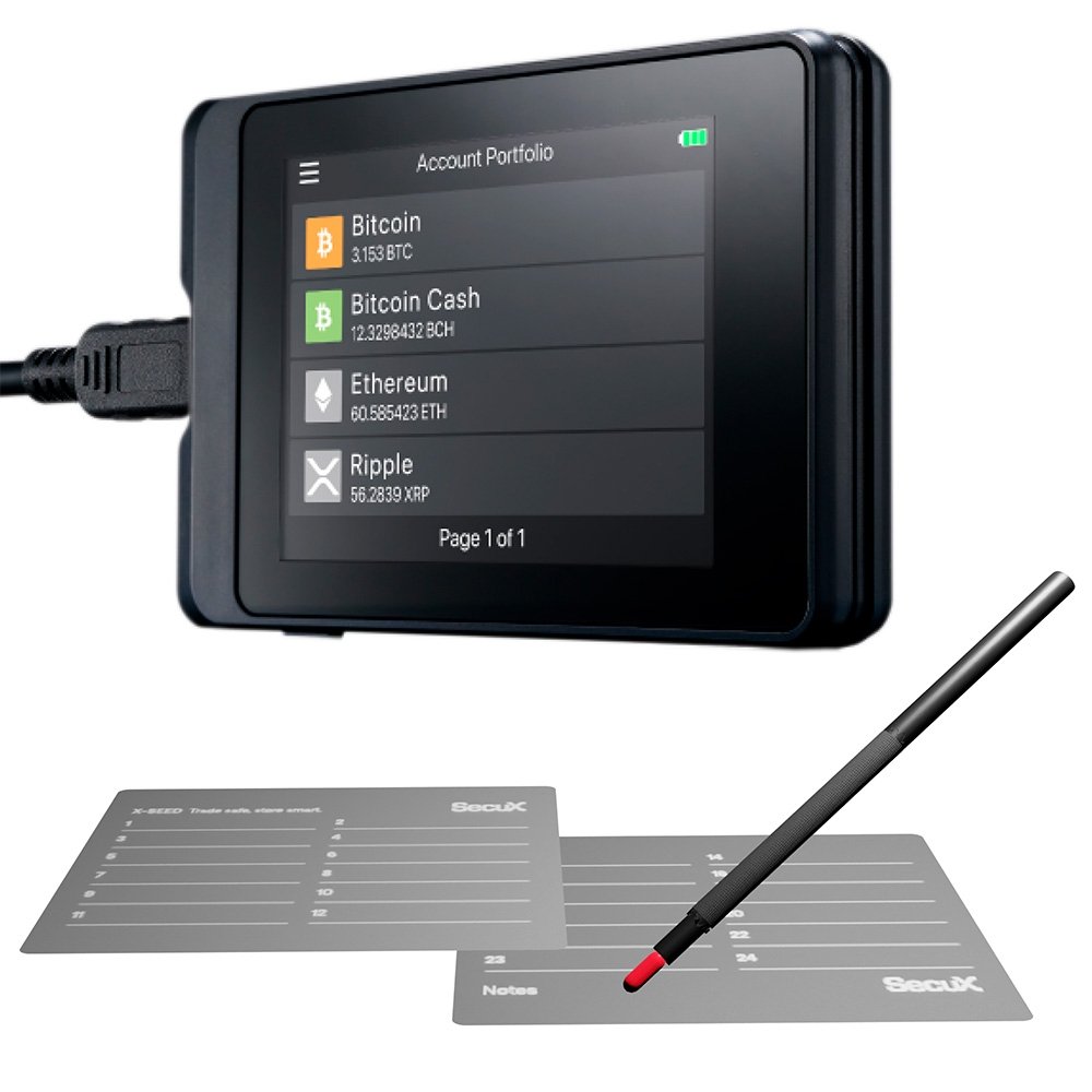 Carteira de Criptomoedas SecuX W10C-PLUS, USB, Tela LCD, Inclui 2 Placas de Recuperação X-SEED, Preto - 98-010-( Balão.info - foto 3