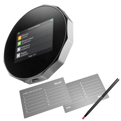 Carteira de Criptomoedas SecuX V20-PLUS, USB, Bluetooth, Tela Touchscreen, Inclui 2 Placas de Recuperação X-SEED, Preto - 98-020-000200