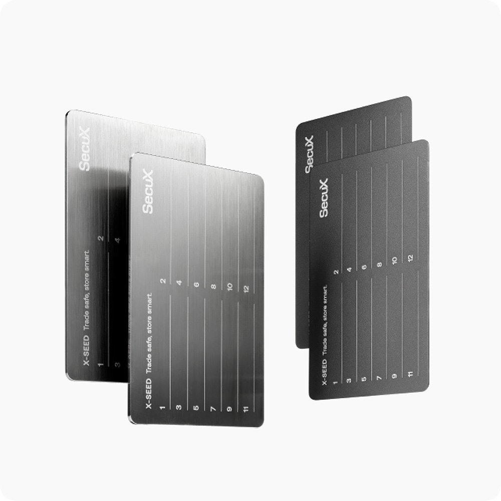 Placa de Recuperação SecuX X-SEED, Alumínio Aeroespacial, Backup de 12 Palavras, Resistente a Fogo e Água, Prata - 98-100-000100
