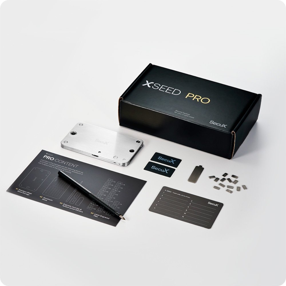 Imagem 9 de 15 do produto Placa de Recuperação SecuX X-SEED PRO, Alumínio Aeroespacial, Backup de 3x24 Palavras, Resistente a Fogo e Água, Prata - 98-100-000301