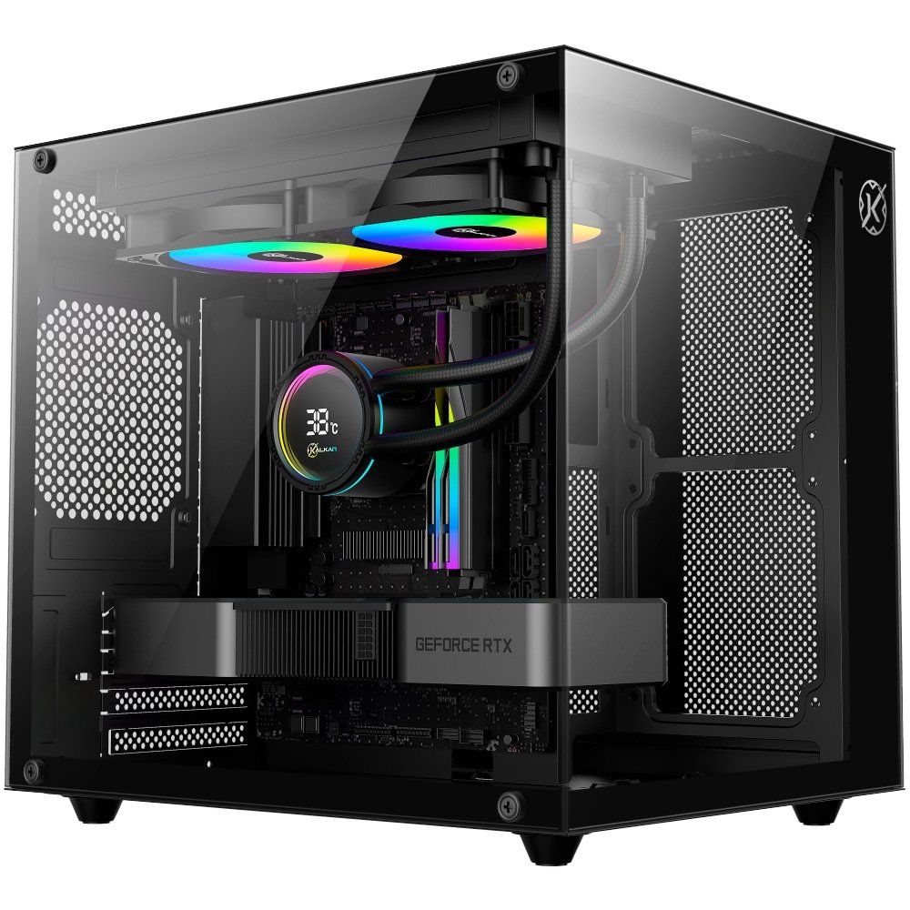 Gabinete Gamer Kalkan Midgard Lite, M-ATX, Frontal e Lateral em Vidro Temperado, Sem Fans, Preto - KLK00090