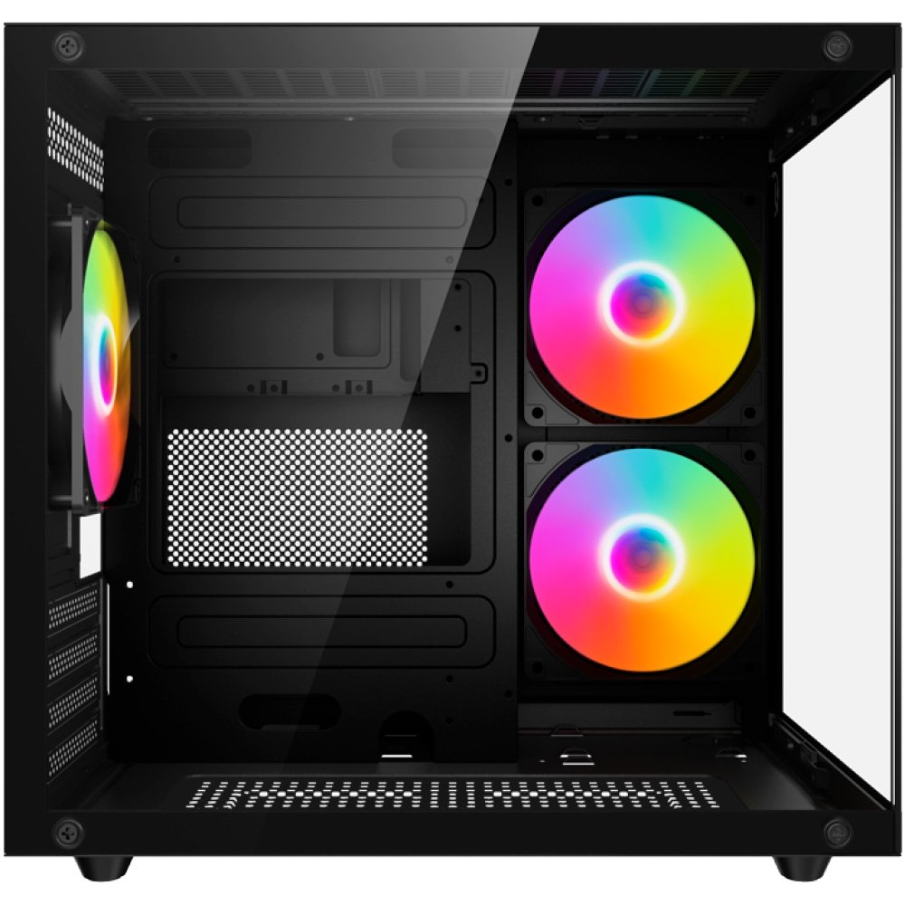 Imagem 3 de 8 do produto Gabinete Gamer Kalkan Midgard Lite Wind, M-ATX, Frontal e Lateral em Vidro Temperado, 3 Ventoinhas RGB, Preto - KLK00091