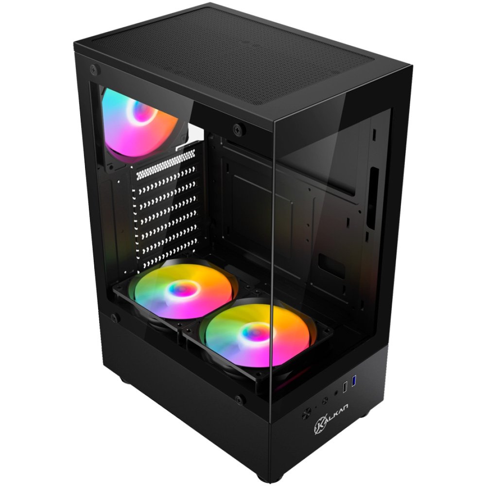 Imagem 3 de 7 do produto Gabinete Gamer Kalkan Avalon Lite Wind, ATX, Frontal e Lateral em Vidro Temperado, 3 Ventoinhas RGB, Preto - KLK00093
