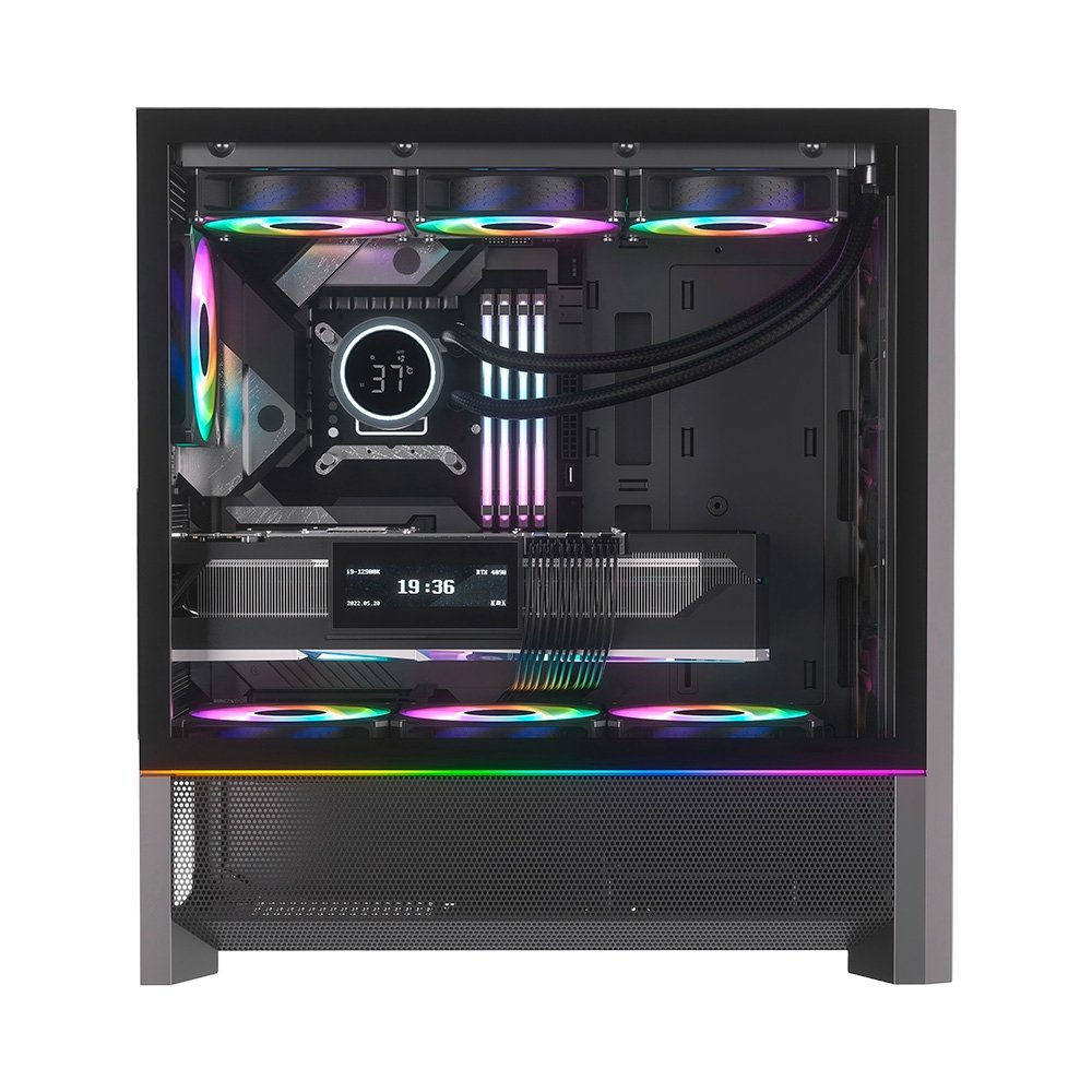 Imagem 4 de 10 do produto Gabinete Gamer Kalkan Hakon Pro, E-ATX, Sem Fans, Lateral em Vidro Temperado, Preto - KLK00094