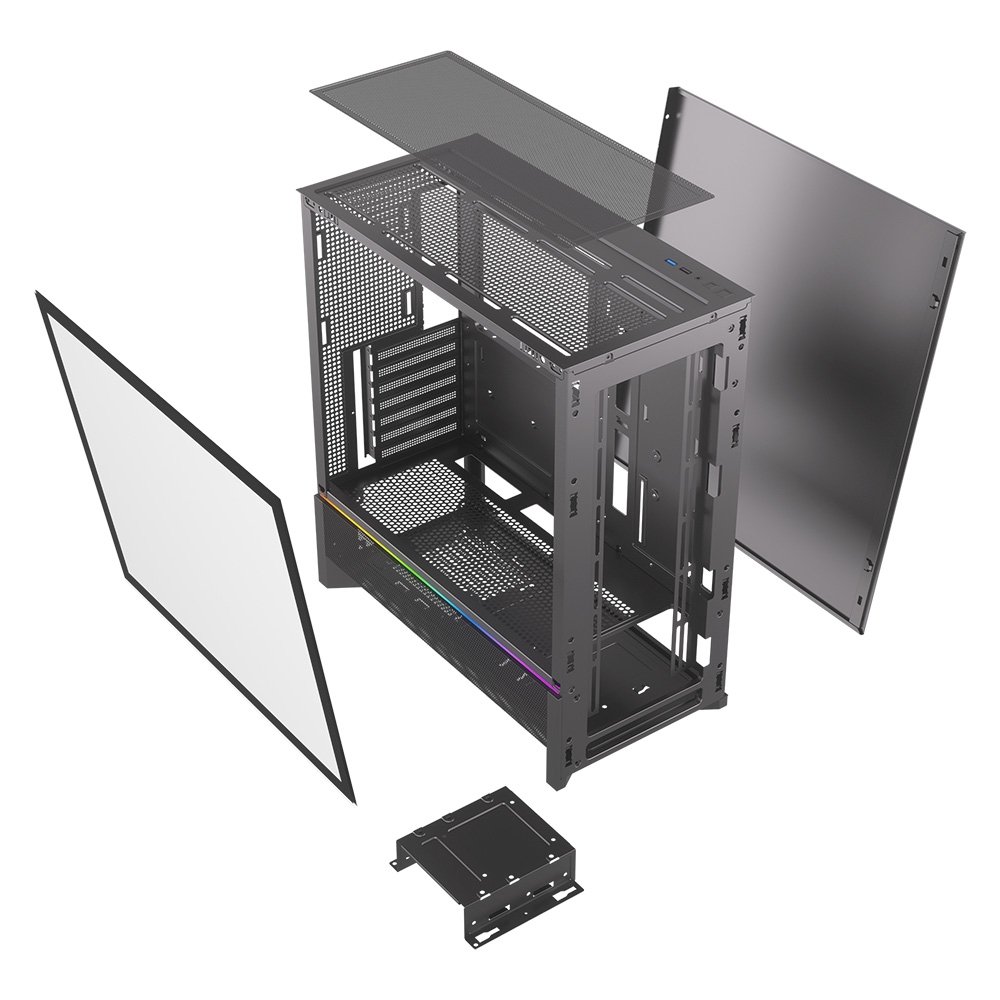 Imagem 10 de 10 do produto Gabinete Gamer Kalkan Hakon Pro, E-ATX, Sem Fans, Lateral em Vidro Temperado, Preto - KLK00094