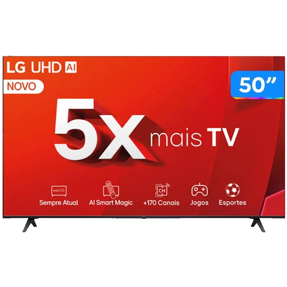 Smart TV 50" 4K LG Ultra HD 50UT8050 com Processador a5 Ger7 AI Alexa/Chromecast integrado Otimizador de Jogos webOS 24 e Contro