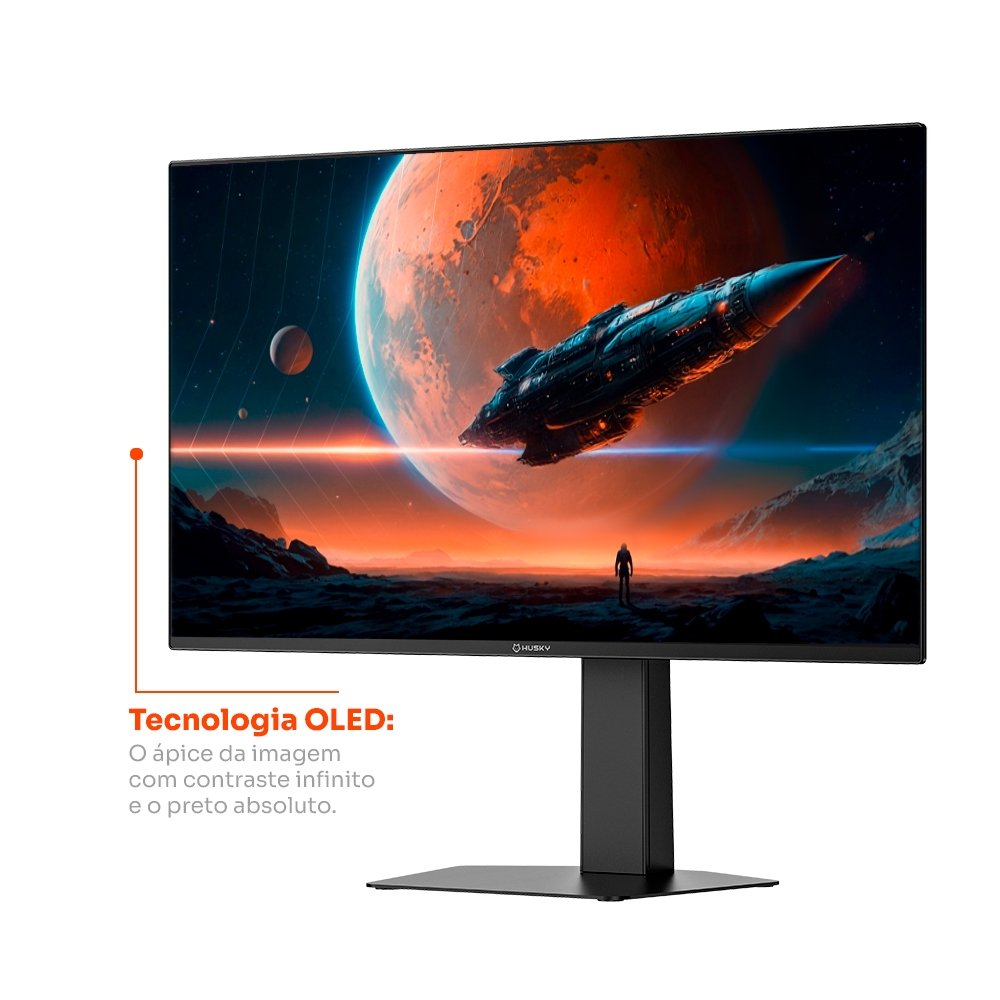 Imagem 5 de 9 do produto Monitor Gamer Husky Boreal OLED 27", QHD, 240Hz, RGB, DisplayPort e HDMI, 1.07B Cores, Ajuste de Ângulo, Preto - HMG00727