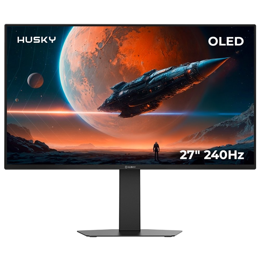 "Monitor Gamer Husky Boreal OLED 27"", QHD, 240Hz, RGB, DisplayPort e HDMI, 1.07B Cores, Ajuste de Ângulo, Preto - HMG00727"