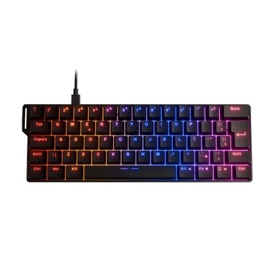 Teclado Mecânico Gamer Husky Pier, 60%, RGB, Switch Gateron EF Red, ABNT2, Hot-Swap, ABS Double Injection, Preto - HTG220PTVR