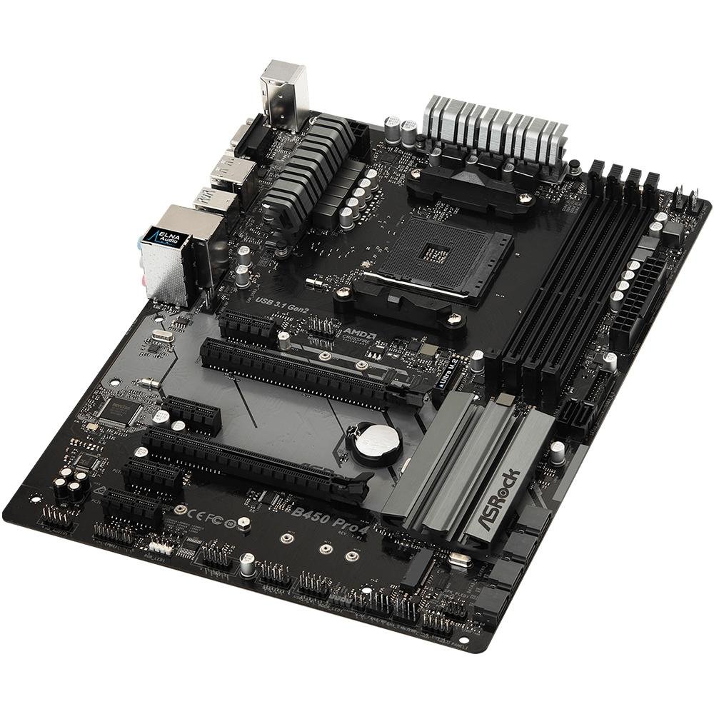Placa-Mãe ASRock para AMD AM4 ATX, DDR4 - B450 Pro4 | KaBuM!