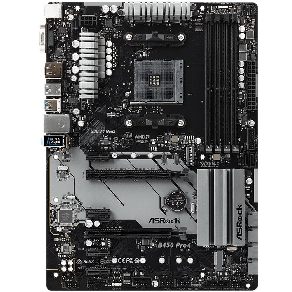ASRock B450 Pro4 GTX960 750W電源 セット Placa-Mãe ASRock para AMD AM4 ATX, DDR4 - B450 Pro4 | KaBuM!