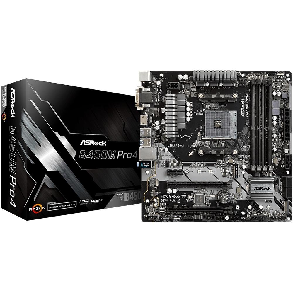 Placa-Mãe ASRock para AMD AM4 mATX - B450M Pro4 | KaBuM!