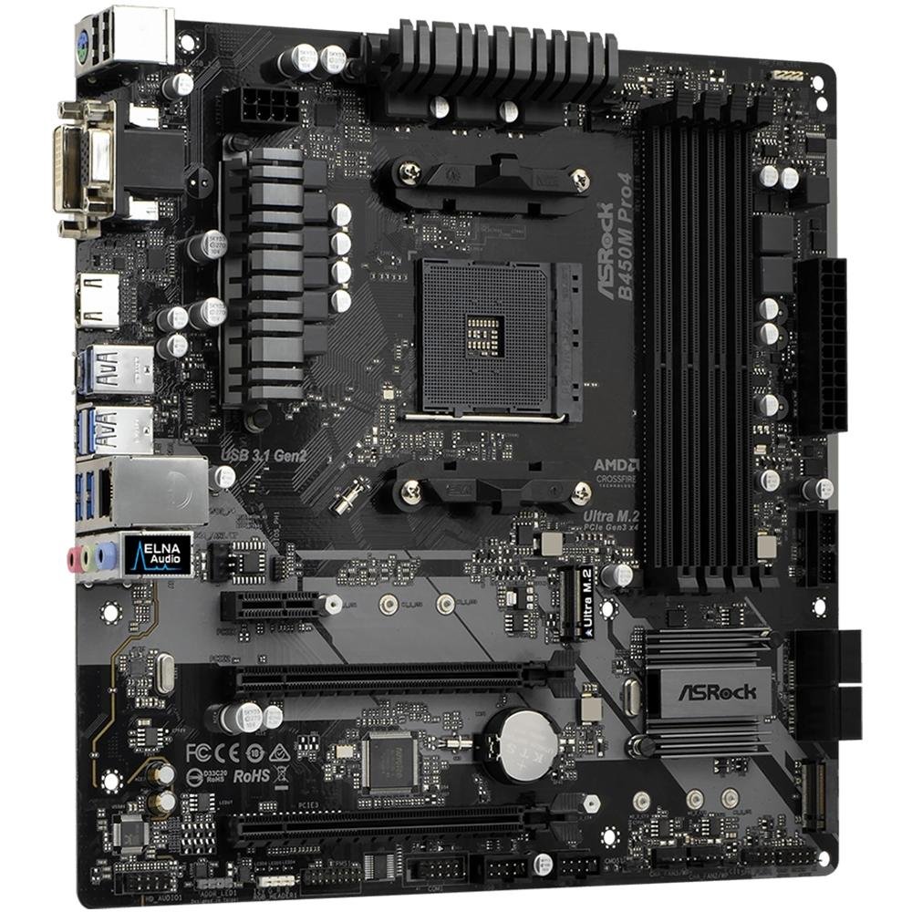 Placa-Mãe ASRock para AMD AM4 mATX - B450M Pro4 | KaBuM!