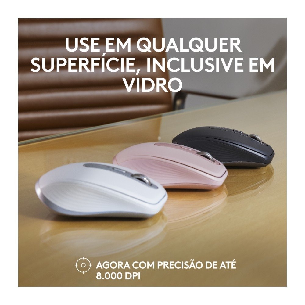 Mouse Sem Fio ( Balão.info) MX Anywhere 3S Uso em Qualquer Superfície, Clique Silencioso, Recarregável, Conexão Bluetooth, Rosa - 910-( Balão.info - foto 2