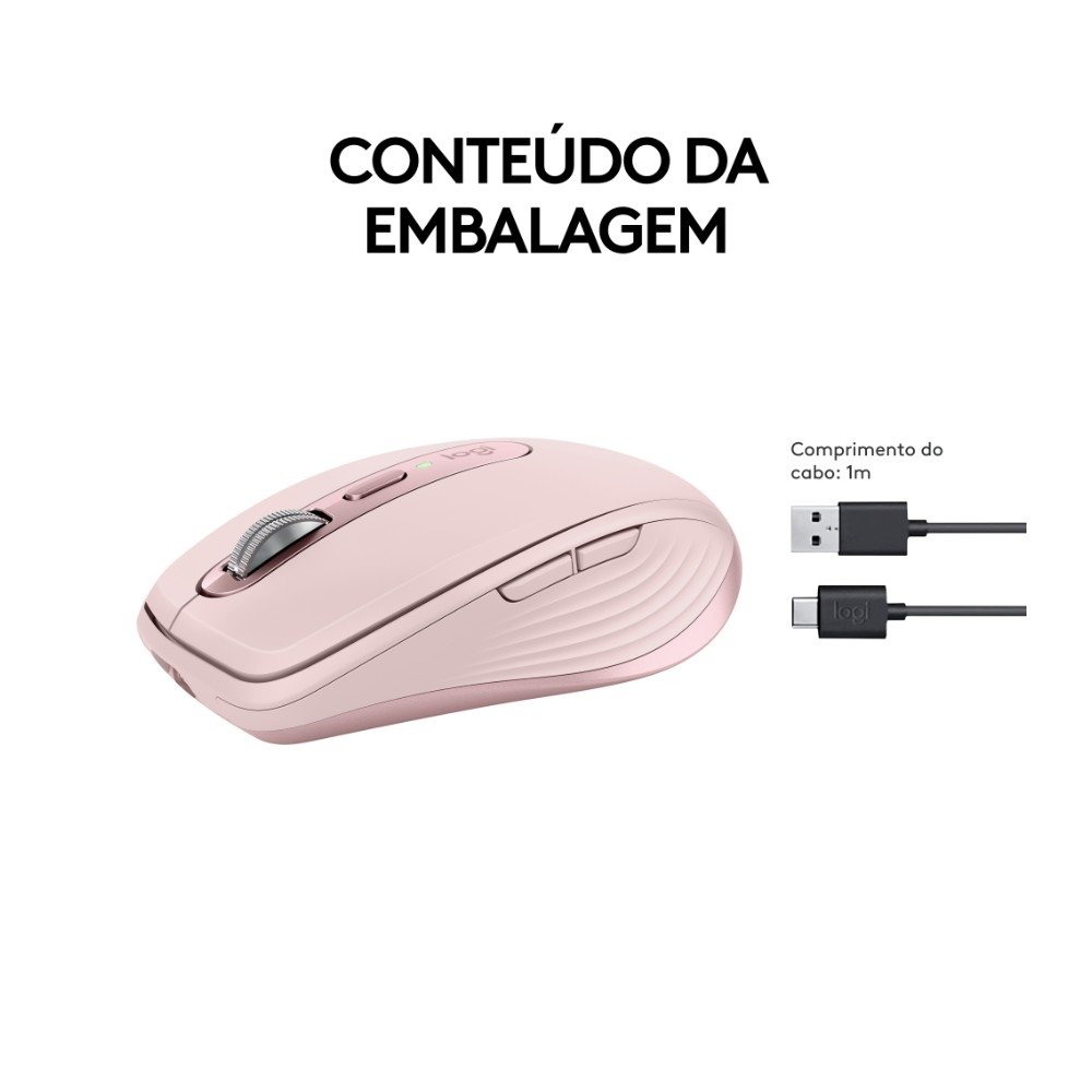 Mouse Sem Fio ( Balão.info) MX Anywhere 3S Uso em Qualquer Superfície, Clique Silencioso, Recarregável, Conexão Bluetooth, Rosa - 910-( Balão.info - foto 9