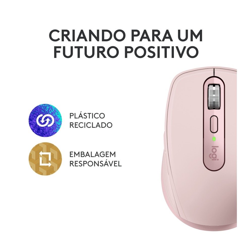 Mouse Sem Fio ( Balão.info) MX Anywhere 3S Uso em Qualquer Superfície, Clique Silencioso, Recarregável, Conexão Bluetooth, Rosa - 910-( Balão.info - foto 10