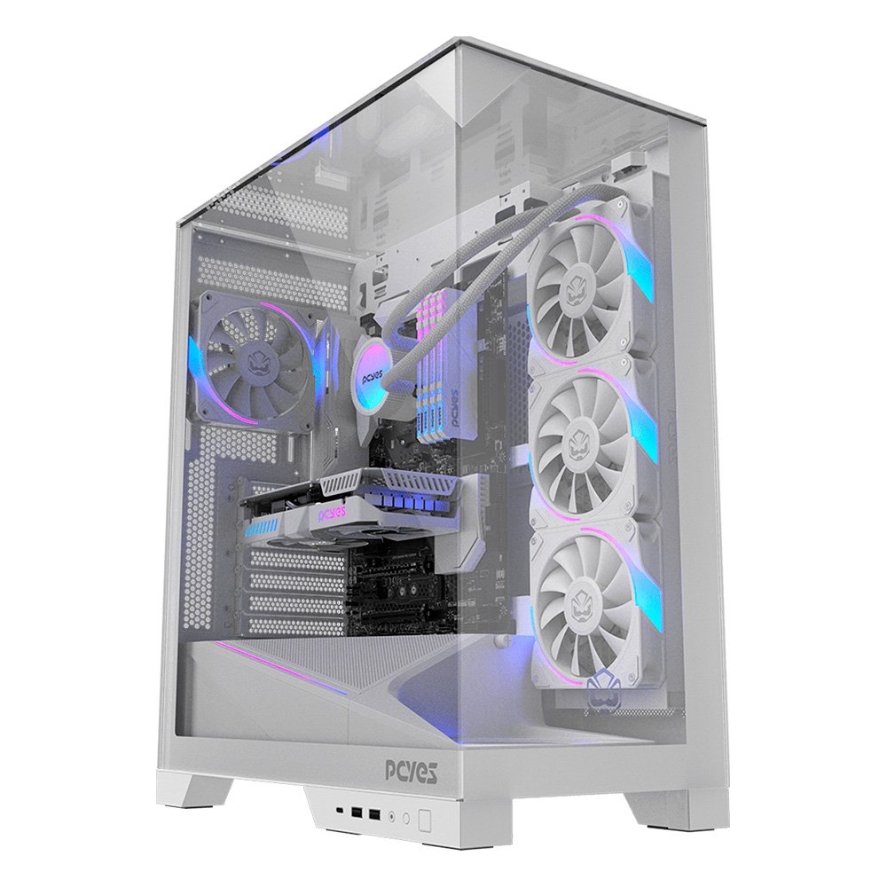 Gabinete Gamer PCYES Forcefield Dome, Mid Tower, RGB, Lateral em Vidro, White