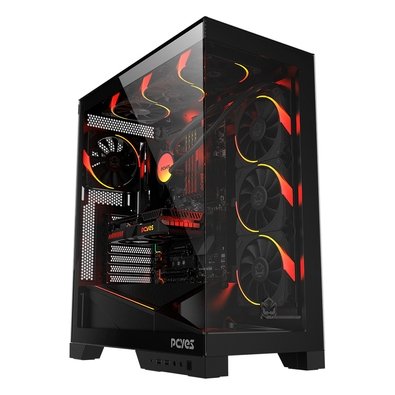 Gabinete Gamer PCYES Forcefield Flow, Mid Tower, RGB, Lateral em Vidro, White Ghost - Gfffwg