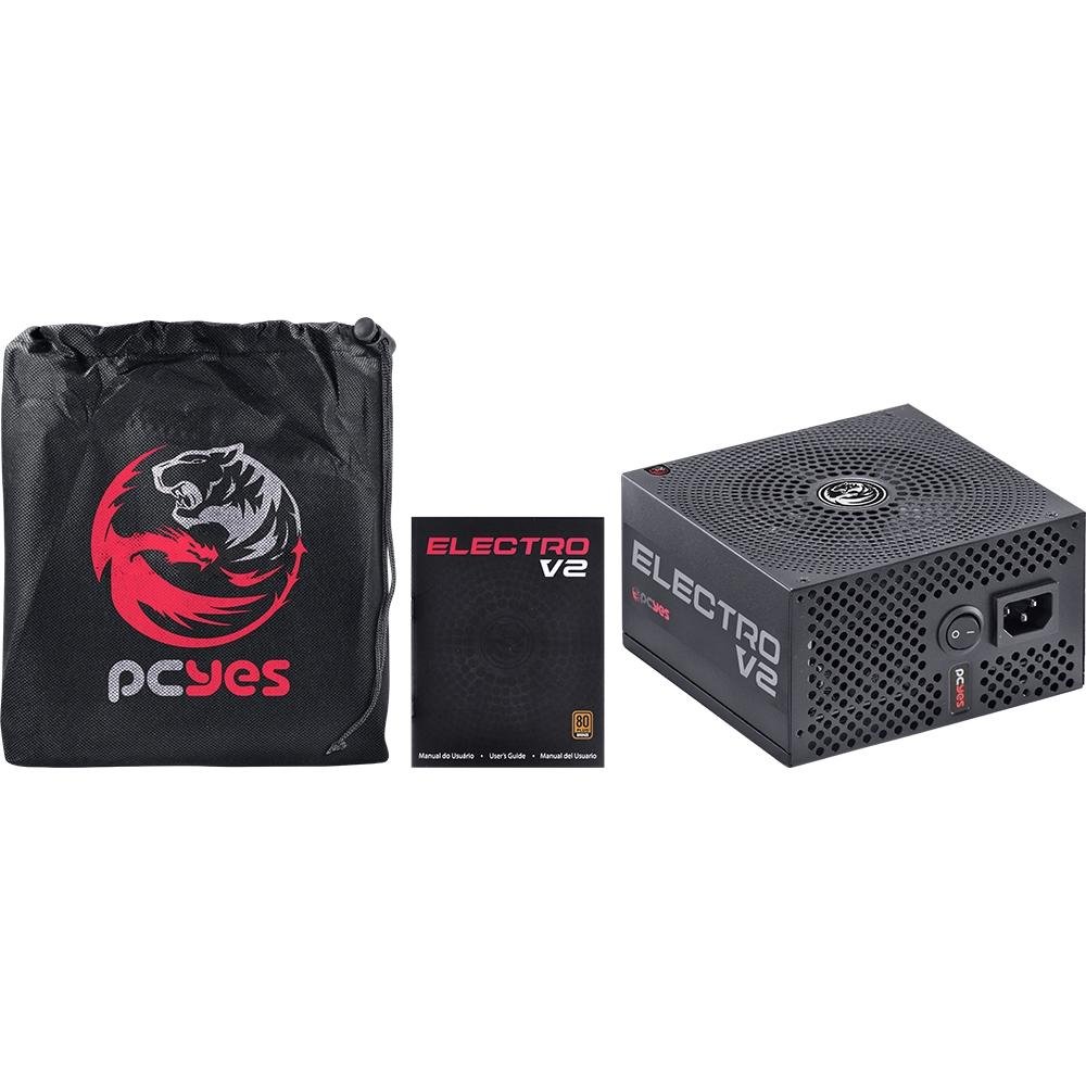 Imagem 8 de 9 do produto Fonte PCYes Electro V2 450W, 80 Plus Bronze - ELECV2PTO450W
