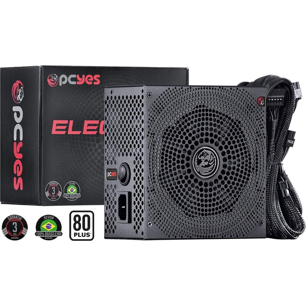 Imagem 2 de 8 do produto Fonte PCYes Electro V2, 500W, 80 Plus White, PFC Ativo, Preto - ELV2WHPTO500W