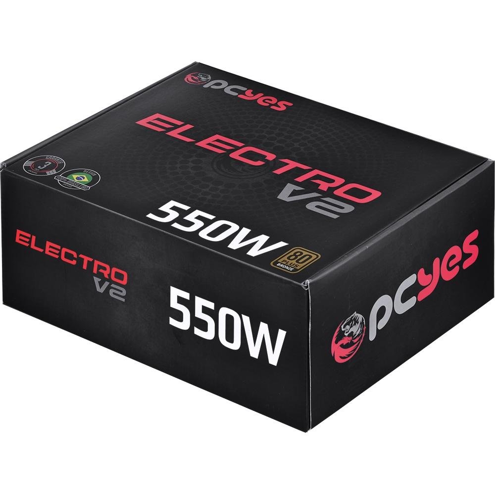 Imagem 7 de 7 do produto Fonte PCYes Electro V2, 550W, 80 Plus Bronze - ELECV2PTO550W