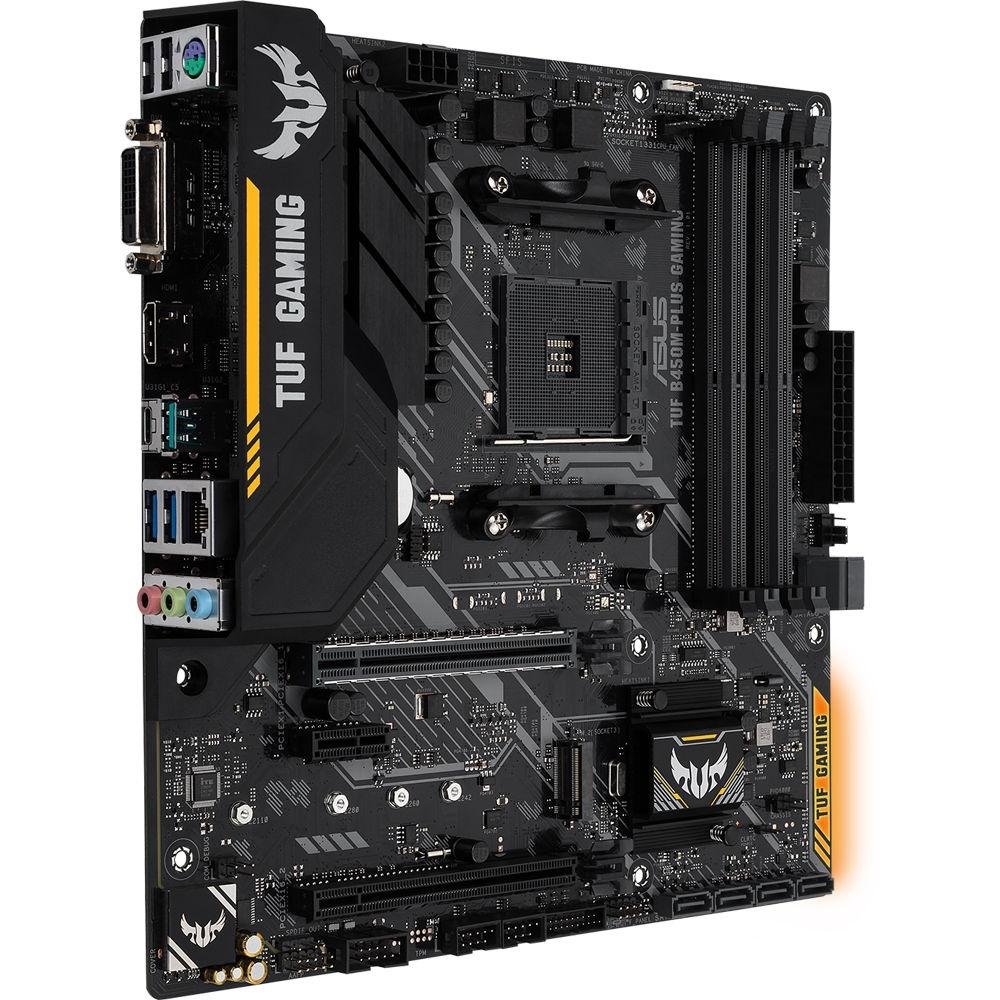 Placa-Mãe ASUS TUF B450M-Plus Gaming, AMD AM4, mATX, DDR4, Preto